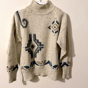 Vintage Illustration Women's Acrylic/ Wool Cream Southwest Design Sweater: Med.